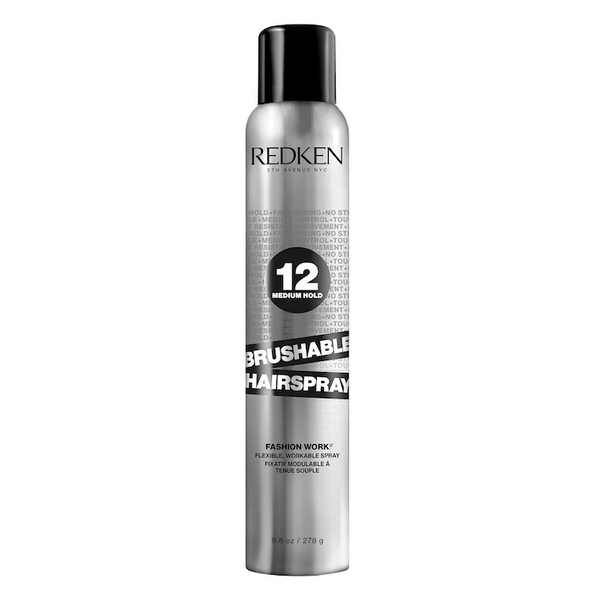 Redken Fashion Work Brushable Spray with 12 Medium Hold for Flexible and Workable Hair.